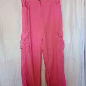 Chic Pink Wide Leg Cargo Pants